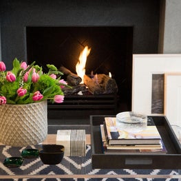 Garden Street/Modern Living Room/Coffee Table Details/Vignette/Fireplace