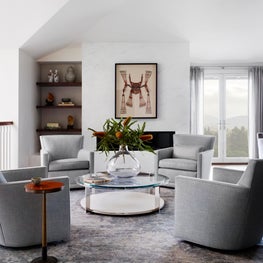 Whispers of Elegance-Family Room w/ A. Rudin 712 Swivels, Chai Ming Studio's Ion