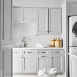 Grey & White Laundry Room
