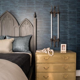17th Street Residence, Master Bedroom, blue textured wallpaper