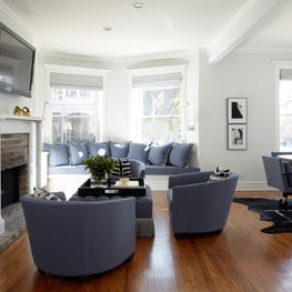 Lincoln Park Residence Living Area with a Feeding Trough for Firewood.