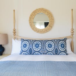 The deep blues are reflective of the ocean outside.