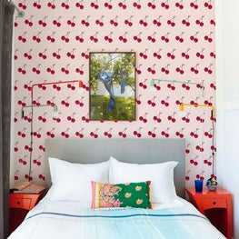 Santa Monica Loft, Guest Bedroom Featuring Flavor Paper Wall Covering