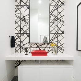 Portfolio: Contemporary powder room at the Friar Tuck residence in Houston, TX.