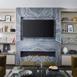 Family Room with Built-In Bookcases