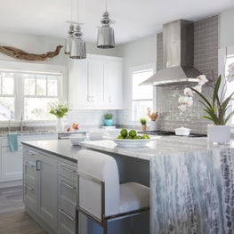 Kitchen with stone accents