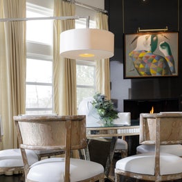 Beautiful layering of texture in this dining area
