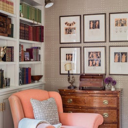 Library with Touches of Taupe and Coral