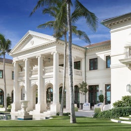 Carved limestone detailing facing the ocean on a new Palladian Villa