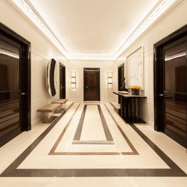 Park Avenue Apartment, Elegant Elevator Entryway, High Gloss, Black and White
