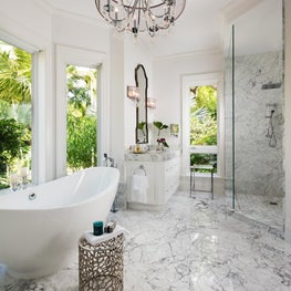 This glamorous master bath is a high-style expression of luxury.