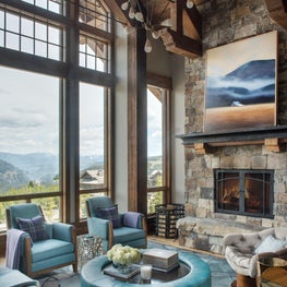 Montana Mountain Retreat Living Room with Large Picture Windows