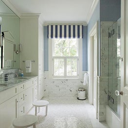 Historic Chestnut Hill Kid's Bathroom with Marble Tile
