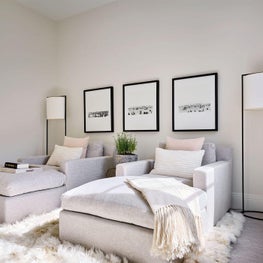Cream Walls, Neutral Room, Black and White Photography, Grey Chaise Lounges, Jayson Home Accessories, The Rug Company - Glencoe Contemporary Project