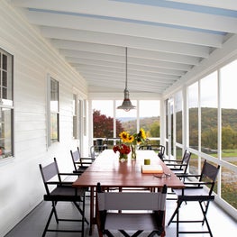 Connecticut Farmhouse, White Screened Porch for Dining