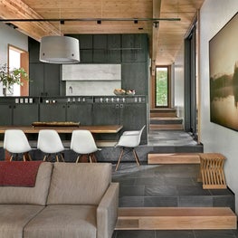 Living and Dining Space into Kitchen