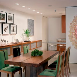 Modern New York City Tribeca Dining Room with Sliding Wall