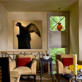 Buckhead Residence Living Area with plaster walls and original artwork