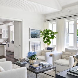 Family Room, Lee Jofa White Armchairs, Alicia Adams Alpaca Throw - Coastal-Inspired Chicago Project