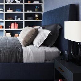 Whispers of Elegance-Bedroom with Built-in Shelves & Kravet Windworth Headboard