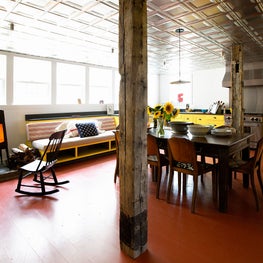 Portfolio: Connecticut Farmhouse, Bright Kitchen Palette, Yellow Cabinets, Stove