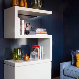 Astor Place/Modern Study/Dark Walls/Custom Etagere/Home Office