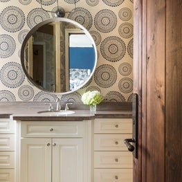 Guest Bathroom with Pattern Wallpaper 