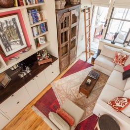 Bird's eye view of a small New York Apartment from the loft bed