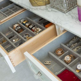 Luxurious Jewelry drawers in a Dallas Dressing Room Island