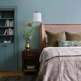 Blue Color Drenched Primary Bedroom