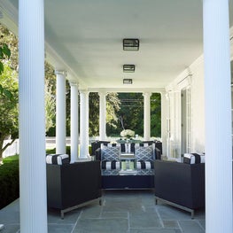 Black and White Stripped Cushioned Outdoor Furniture in Southport, Connecticut