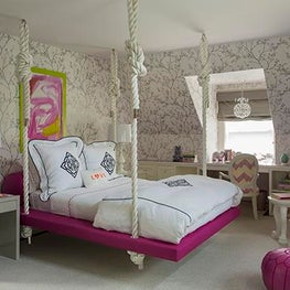 Historic Chestnut Hill Kid's Bedroom with Rope Suspended Bed and Desk