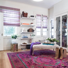 Colorful closet and dressing room.  Sophia Shibles Interiors