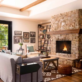 Family Room with Stone Fireplace