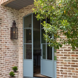 A soft shade of French blue was a perfect choice to make a beautiful first impression on guests.