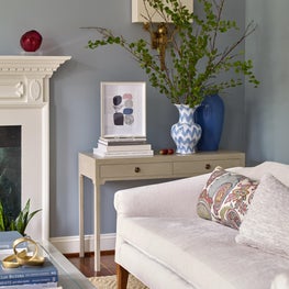 Living Room in Soft Blues and Pinks