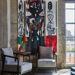 Sitting space near original factory window