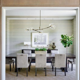 Dining Room, Phillip Jeffries Wallpaper, Neutral Palette, Lindsey Adelman Lighting, Stark Carpet - Glencoe Contemporary Project