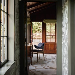 Hillsborough Craftsman Estate, Master Bedroom with Hans Olsen Danish Chair