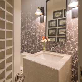 Portfolio: Houston High-rise bathroom with stunning statement wallpaper