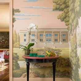 Entry Hall with custom DeGournay wallpaper