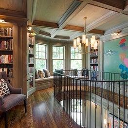 Historic Chestnut Hill Double Height Library and Study with Window Seat