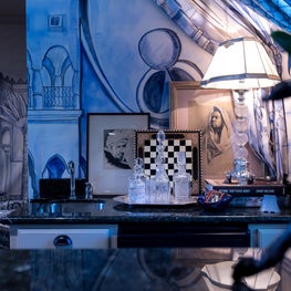 Designer House - Bar accentuated with antique collectibles