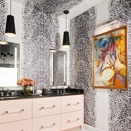 Master Bath Featuring a Blush Vanity Cabinet