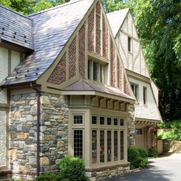 Rear stone & brick facade 