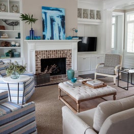 Bright Living Room with Blue Touches