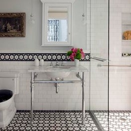 Master Bath with Wet Room Style Shower and Penny Tile
