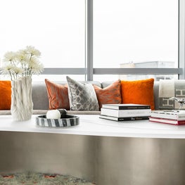 Custom steel and lucite coffee table