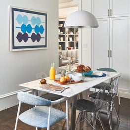 Dining room with modern lighting