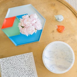 Colorful Coffee Table Styling in Eclectic California Bungalow